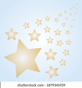 abstract pattern with gilded stars on a delicate blue background, template for banner, postcards, wall decoration, wallpaper, fabric