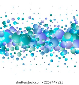 patrón abstracto con bolas azules de vidrio o perlas preciosas. Una bola brillante y realista. 3.ª ilustración vectorial