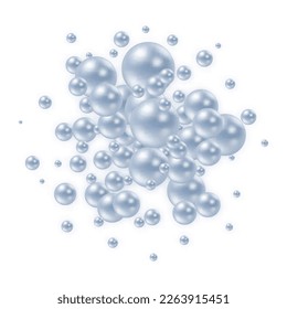 abstract pattern with glass blue balls or precious pearls. Glossy realistic ball. 3d vector illustration