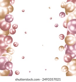 Abstract pattern with glass color balls or precious pearls. Glossy realistic ball. 3d vector illustration.