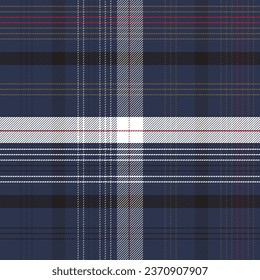 Abstract pattern glen in navy blue, black, white for textile print. Seamless pixel textured tweed tartan check plaid background graphic for spring autumn winter fashion jacket, coat, skirt, dress