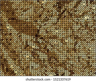 Abstract pattern gold  geometric shapes. Colorful gradient mosaic backdrop. Geometric  triangular background, vector