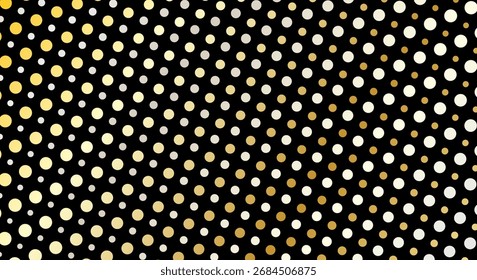 Patrón Abstractas de lunares dorados sobre fondo negro
