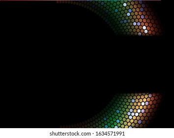 Abstract pattern with gold abstract spiral on black background. Modern template design. Vector swirl shape. Dark backdrop