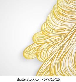 abstract pattern golden. card invitation lined art wave gold hair nature white background  hand-drawn vector illustration