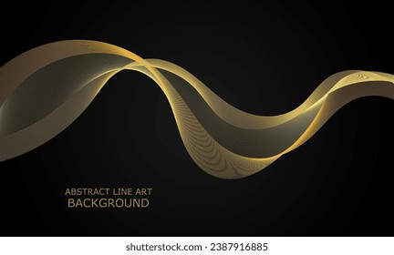 Abstraktes Muster goldener futuristischer Streifen auf schwarzem Hintergrund.