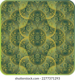 An abstract pattern of golden green circles can be used for room decoration