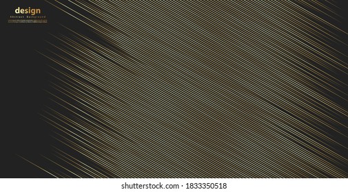 Abstract pattern golden line. Design stripe gold on black background. Modern luxury concept. Vector illustration