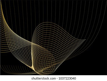 Abstract pattern golden line on black background,EPS10