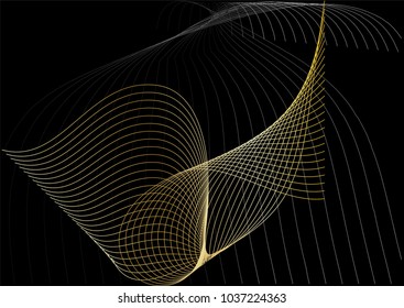 Abstract pattern golden line on black background,EPS10