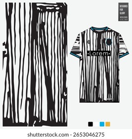 Abstract pattern with gradient background for fabric textile design. Sport shirt mockup template for football, soccer, basketball, cycling, running, rugby, baseball, racing, or sportswear. Vector.