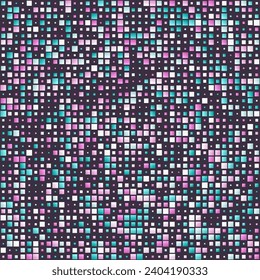 Abstract pattern. Gradiented squares in multiple colors. Muted purples, teal, and dark gray. Captivating vector illustration.
