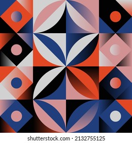 Abstract pattern graphics design inspired by modernism aesthetics arts made with bold geometric shapes and abstract figures for poster, cover, art, presentation, prints, fabric, wallpaper and etc.