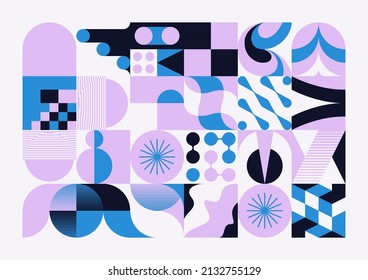 Abstract pattern graphics design inspired by modernism aesthetics arts made with bold geometric shapes and abstract figures for poster, cover, art, presentation, prints, fabric, wallpaper and etc.
