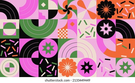 Abstract pattern graphics design inspired by modernism aesthetics arts made with bold geometric shapes and abstract figures for poster, cover, art, presentation, prints, fabric, wallpaper and etc.