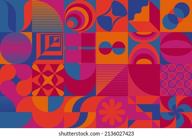 Abstract pattern graphics design inspired by modernism aesthetics arts made with bold geometric shapes and abstract figures for poster, cover, art, presentation, prints, fabric, wallpaper and etc.