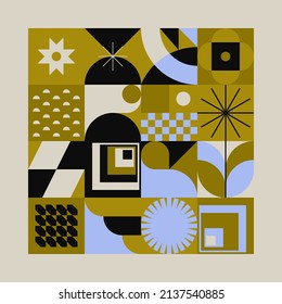 Abstract pattern graphics design inspired by postmodern aesthetics arts made with bold geometric shapes and abstract figures for poster, cover, art, presentation, prints, fabric, wallpaper and etc.