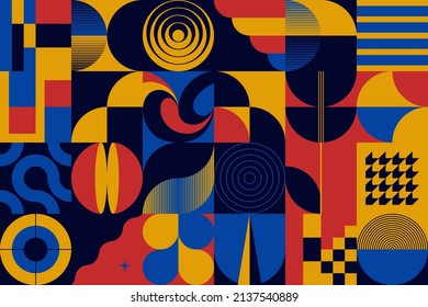 Abstract pattern graphics design inspired by modernism aesthetics arts made with bold geometric shapes and abstract figures for poster, cover, art, presentation, prints, fabric, wallpaper and etc.
