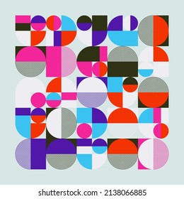 Diseño gráfico de patrones abstractos inspirado en las artes estéticas modernistas realizadas con formas geométricas audaces y figuras abstractas para afiches, portada, arte, presentación, impresiones, tela, papel pintado, etc.