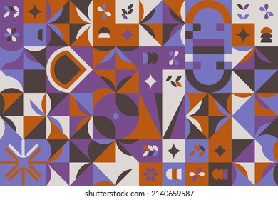 Abstract pattern graphics design inspired by postmodern aesthetics arts made with bold geometric shapes and abstract figures for poster, cover, art, presentation, prints, fabric, wallpaper and etc.