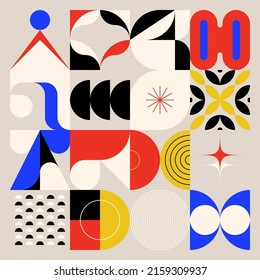 Abstract pattern graphics design inspired by modernism aesthetics arts made with bold geometric shapes and abstract figures for poster, cover, art, presentation, prints, fabric, wallpaper and etc.