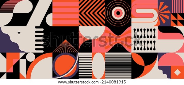 Abstract pattern graphics design inspired by\
postmodern aesthetics arts made with bold geometric shapes and\
abstract figures for poster, cover, art, presentation, prints,\
fabric, wallpaper and\
etc.