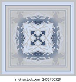 Abstract pattern in gray blue for decoration. Print for paper wallpaper, tiles, textiles, neckerchief. Frame. Scarf design.