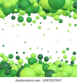 abstract pattern with green,  balls or precious pearls. Glossy realistic ball. 3d vector illustration.