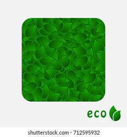 abstract pattern of green leaves with an inscription eco