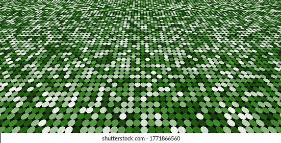 Abstract pattern green shimmer perspective background with circles shiny light and dark. Mosaic texture. Vector illustration