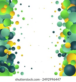 abstract pattern with green, yellow blue balls or precious pearls. Glossy realistic ball. 3d vector illustration.