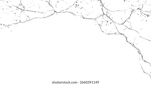 Padrão abstrato de rachaduras cinzentas e manchas em um fundo branco.