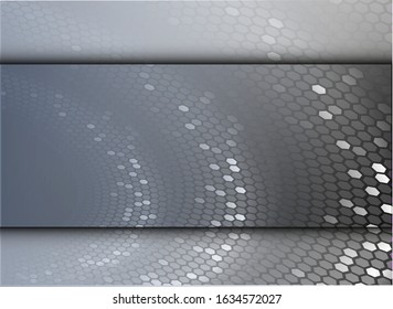 Abstract pattern with grey abstract spiral on yellow background. Modern template design. Vector swirl shape. Dark backdrop