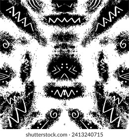 Abstract pattern with grunge brush strokes. Black and white background.