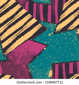 Abstract pattern with grunge effect and different geometric elements. Texture for sportswear, creative, wallpaper.