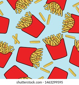 Abstract pattern with Hand draw french fries. For textile, prints, wrapping paper,web