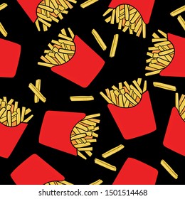 Abstract pattern with Hand draw french fries. For textile, prints, wrapping paper,web