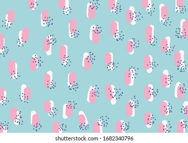Abstract pattern hand drawn blob and different brush strokes pastel color. Vector illustration
