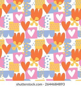 Abstract pattern with hand drawn organic shapes. Vector trendy pattern design for textile, wrapping paper, scrapbooking