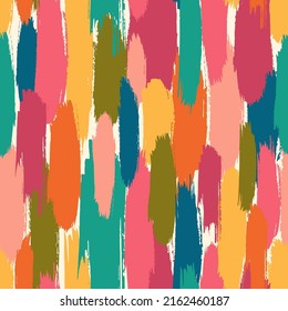 Abstract pattern with hand-drawn brush strokes. Seamless background in bright colors.