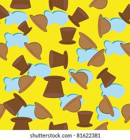 abstract pattern with hats of man.  illustration.