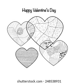 abstract pattern heart illustration in zentangle style eps 10