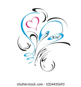 abstract pattern with heart on white background