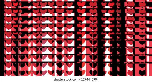 Abstract pattern with hearts. In black and red