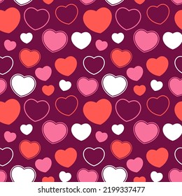 Abstract pattern of hearts on white background. Image for a poster or cover. Vector illustration. Repeating texture.