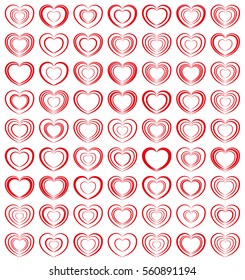 Abstract pattern from hearts on a white background