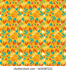 abstract pattern of hearts, petals and spots. doodle vector elements