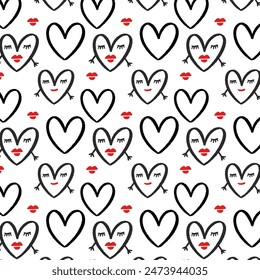 Abstract pattern with hearts. Print for greeting card, wrapping paper, textile, wallpaper and invitation background.