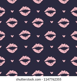 Abstract pattern with hearts and silhouette of lips. Bekraund for sports, textiles, fabrics, clothes, web, wrapping paper, pastel linen.