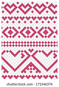 abstract pattern with hearts. in style of a knitted ornament
